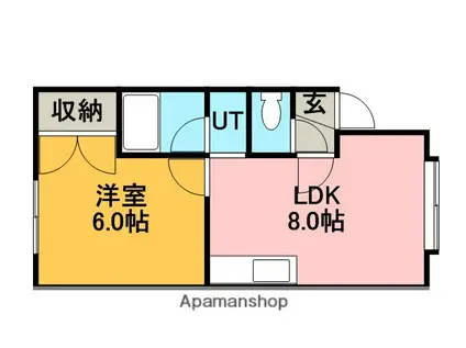 クリスタルパーク(1LDK/2階)の間取り写真