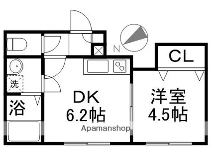 デュークYK琴似(1DK/3階)の間取り写真