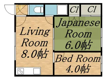 レジデンスゆき(2DK/2階)の間取り写真