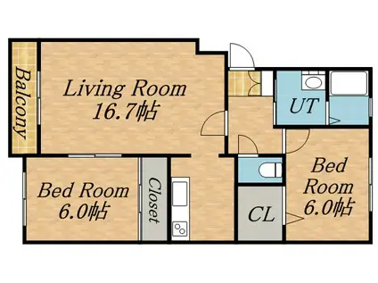 ルネサンス山の手(2LDK/3階)の間取り写真
