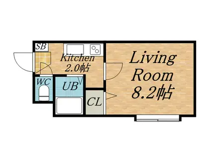 CORE24B(1K/1階)の間取り写真