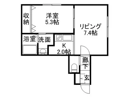 グランメール24軒1-2D(1LDK/4階)の間取り写真
