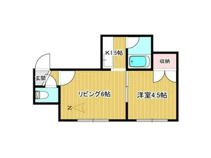 ゾンネ ブルーメ Ⅰ(1DK/2階)の間取り写真