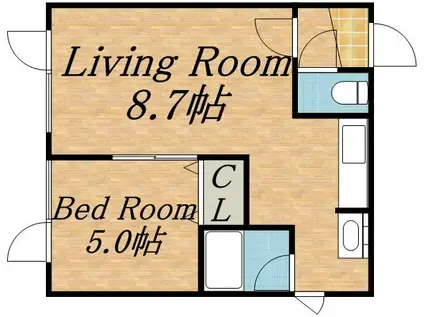 パルエイト(1LDK/2階)の間取り写真