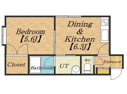 ジョイ発寒(1DK/2階)の間取り写真