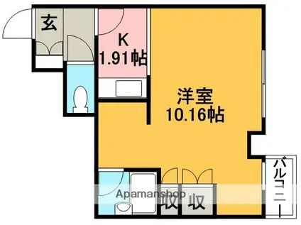 ヴィラタンネ(1K/5階)の間取り写真