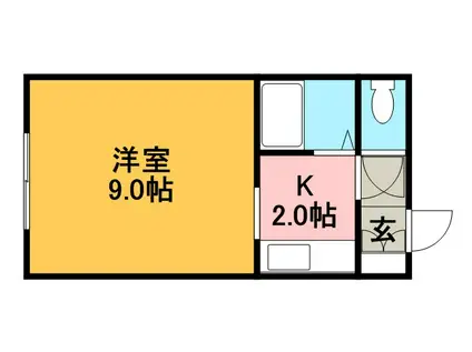 ドミールK(1K/2階)の間取り写真