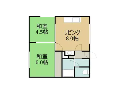 ハイツオアシス(2DK/2階)の間取り写真