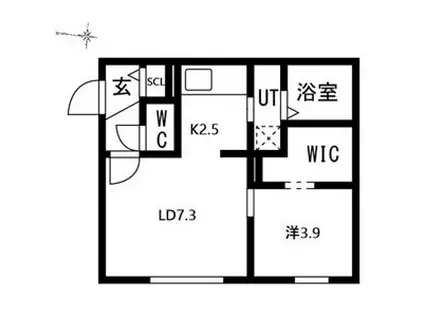 BELLISSIMO HASSAMUCHUOベリッシモハッサム(1LDK/1階)の間取り写真