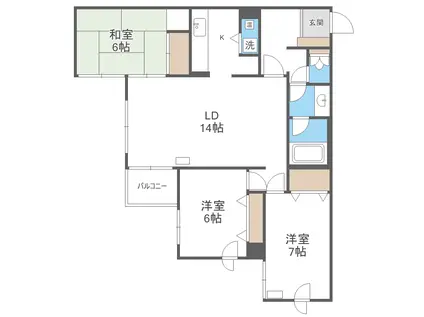 アルファコート山の手Ⅱ(3LDK/4階)の間取り写真