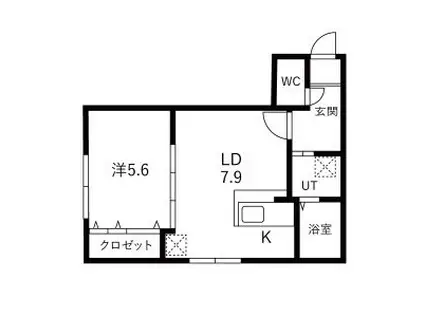 F/LITEN37(1LDK/3階)の間取り写真