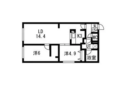 SORANO麻生(2LDK/2階)の間取り写真