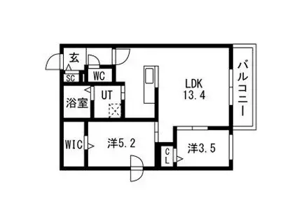 PRECIOUS HASSAMUーMINAMI プレシャスハッ(2LDK/2階)の間取り写真