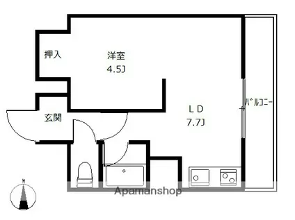 ファイブスター(1DK/2階)の間取り写真