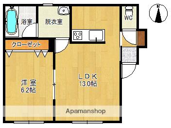 北海道帯広市 3階建 築5年(1LDK/1階)の間取り写真