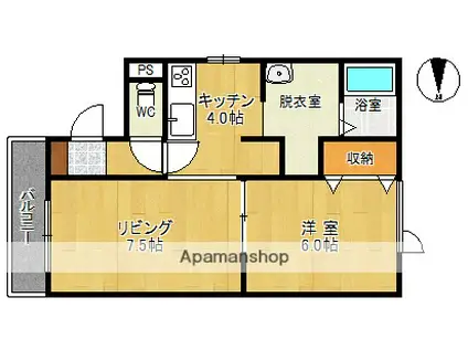 ハイツ伊藤Ⅲ(1LDK/3階)の間取り写真