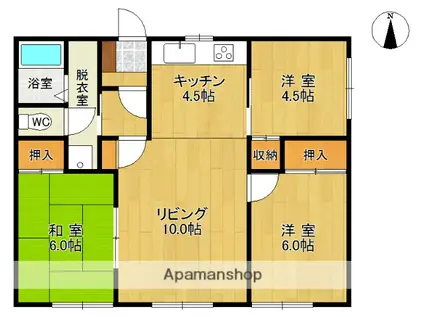 北海道帯広市 1階建 築39年(3LDK)の間取り写真