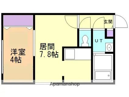 エヴァンスコート南1条(1DK/4階)の間取り写真