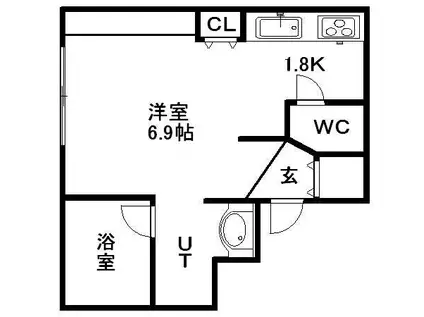 パーク円山(1K/2階)の間取り写真