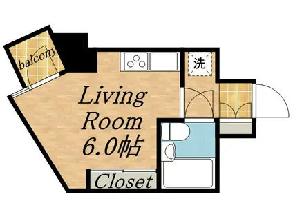 クリオ円山公園壱番館(ワンルーム/4階)の間取り写真