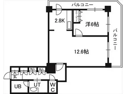 PRIME URBAN札幌 RIVER FRONT(1LDK/4階)の間取り写真