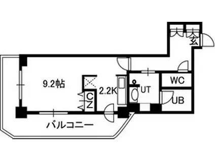PRIME URBAN札幌 RIVER FRONT(ワンルーム/11階)の間取り写真