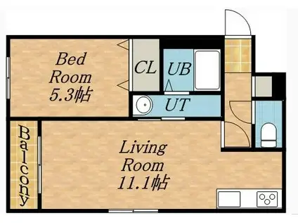 パロスバーデスコート中島公園(1LDK/3階)の間取り写真