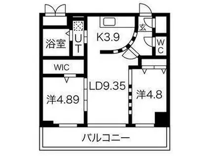 コローレ知事公館前(2LDK/4階)の間取り写真