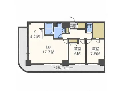 ティアラタワー中島倶楽部(2LDK/33階)の間取り写真