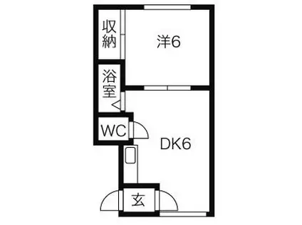 サンハウス(1DK/2階)の間取り写真