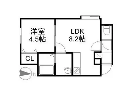 コンフォートI(1LDK/2階)の間取り写真