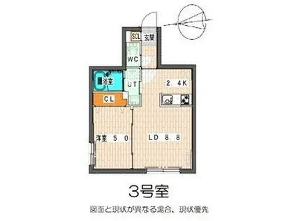 POSH桑園(1LDK/3階)の間取り写真