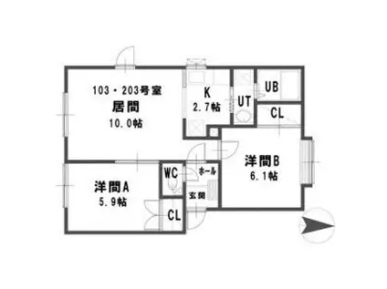 ルミエール 南9条(2LDK/1階)の間取り写真