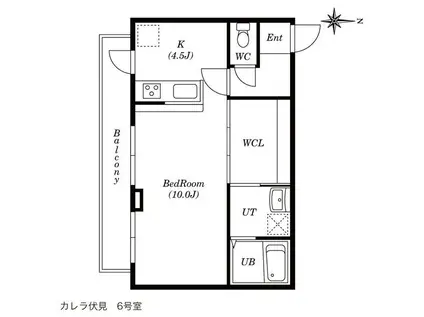 カレラ伏見(1LDK/4階)の間取り写真