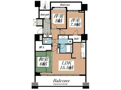 大通シティハウス(3LDK/4階)の間取り写真
