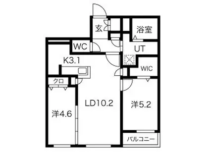 ALPHA GRANDE札幌南4条(1DK/2階)の間取り写真