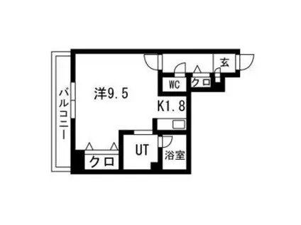 セントポーリア八番館(1K/2階)の間取り写真