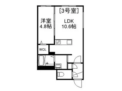 ALIVIS美園(1LDK/3階)の間取り写真