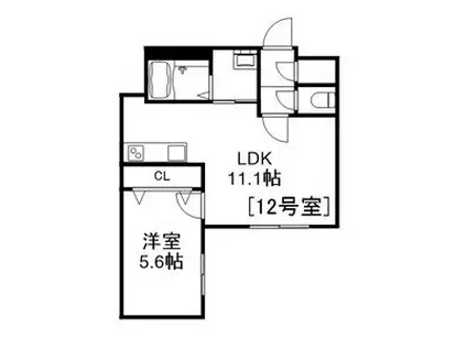 ALIVIS美園(1LDK/2階)の間取り写真