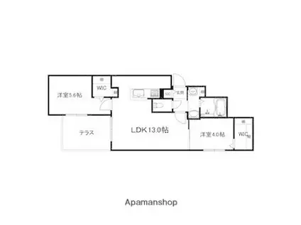 ブランシャール宮の森DX(2LDK/1階)の間取り写真