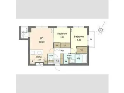 SーRESIDENCE南円山BLAZE(2LDK/4階)の間取り写真