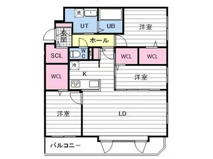 アルファスクエア宮の森3条(1LDK/1階)の間取り写真