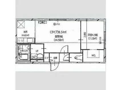 HERO YAMAHANA1(1LDK/1階)の間取り写真