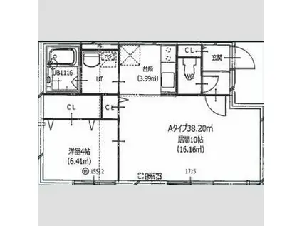 HERO YAMAHANA1(1LDK/2階)の間取り写真