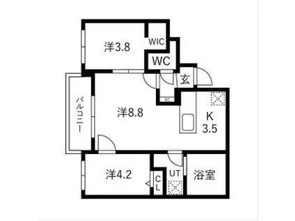 BALBONI山鼻(2LDK/4階)の間取り写真