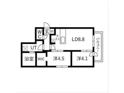 BALBONI山鼻(2LDK/5階)の間取り写真