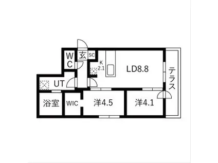BALBONI山鼻(2DK/1階)の間取り写真