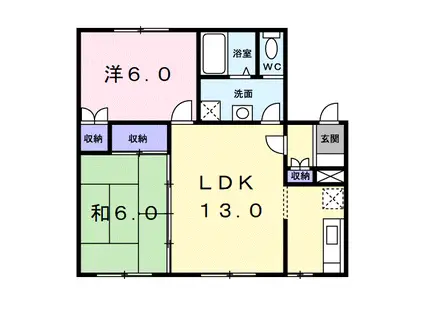クレストール池倉弐番館(2LDK/2階)の間取り写真