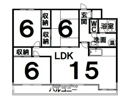 帯広マンション第1(3LDK/6階)の間取り写真