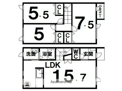 イーストヒルズ(3LDK)の間取り写真